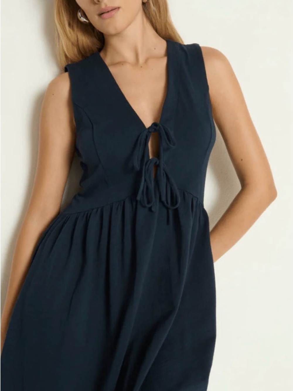 Nation LTD Navy V-Neck Tie-Front Mini Dress